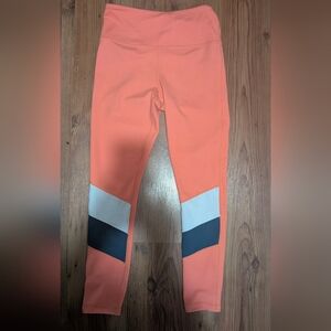 ZYIA Coral Leggings with White and Black Panels